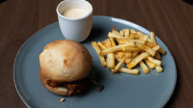 Foto de Hambúrguer de asinha de frango?! Tudo isso ao molho barbecue com batata frita e maionese de whisky; Confira